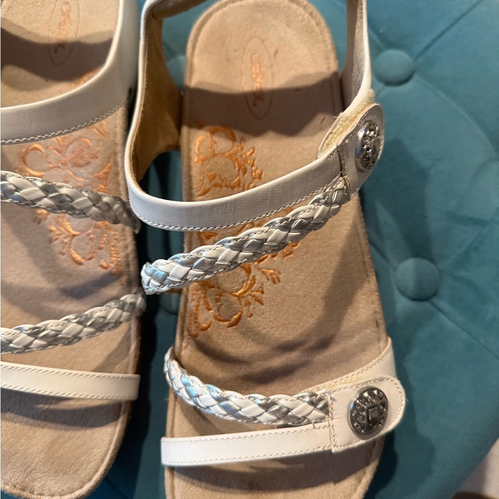 ARTREX Jillian Braided Wedge Sandals White Silver Cork Wedge  Size 11 - Picture 6 of 12